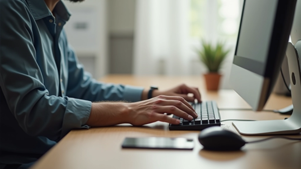Desktop computer setup with keyboard and mouse