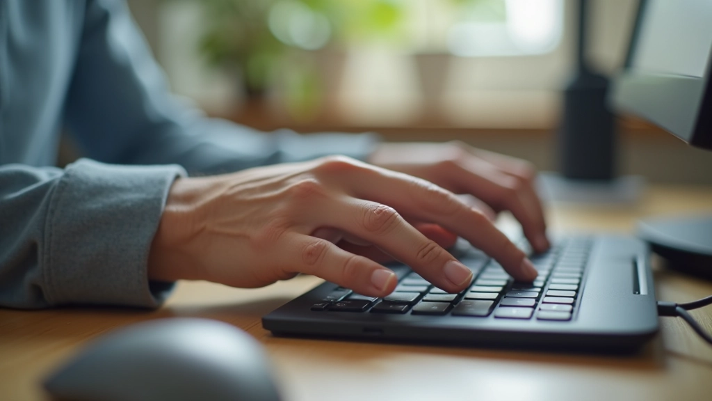 Hands positioned on keyboard keys
